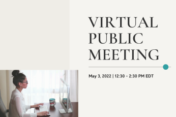 A woman working on her computer - May 2022 Virtual Public Meeting